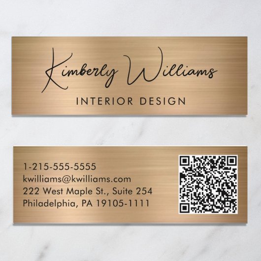 プロフェッショナルスモダンクリプトQRコード金ゴールド スキニー名刺