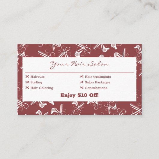 プロフェッショナルスモーキトパーズ&ホワイトヘアドレッサー 割引カード (正面)