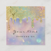 プロフェッショナルスモーキーブルーホログラフドリップ爪、 ネイル スクエア名刺 (正面)