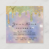 プロフェッショナルスモーキーブルーホログラフドリップ爪、 ネイル スクエア名刺 (裏面)