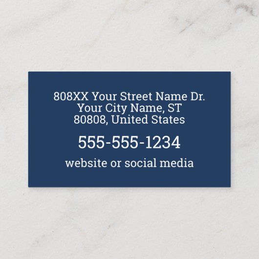 プロフェッショナルセキュリティガードの青い写真ID 名刺 (裏面)