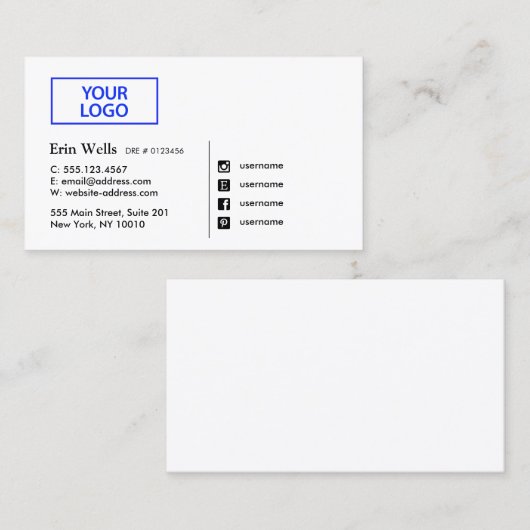 プロフェッショナルソーシャルメディアのアイコンあなたのロゴを追加 名刺 (正面/裏面)