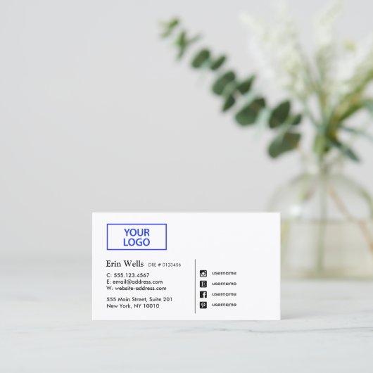 プロフェッショナルソーシャルメディアのアイコンあなたのロゴを追加 名刺 (スタンド正面)