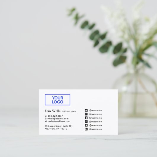 プロフェッショナルソーシャルメディアのアイコンあなたのロゴを追加 名刺 (スタンド正面)