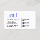 プロフェッショナルソーシャルメディアのアイコンあなたのロゴを追加 名刺 (正面)