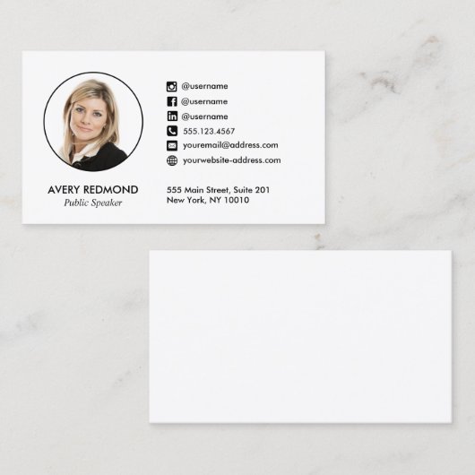 プロフェッショナルソーシャルメディアの追加アイコン 名刺 (正面/裏面)