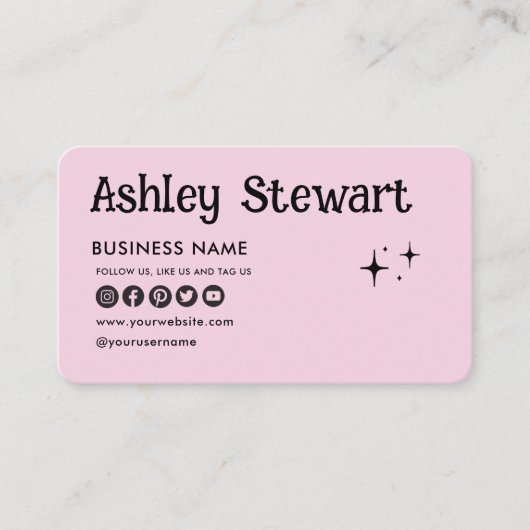 プロフェッショナルソーシャルメディアWebサイトモダンピンク 名刺 (正面)