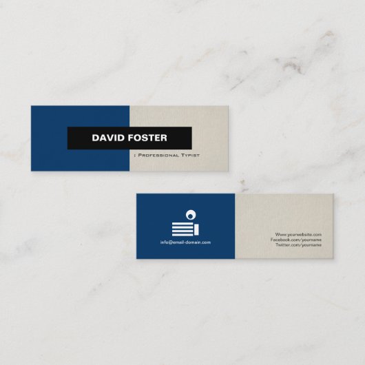 プロフェッショナルタイピストシンプル-エレガントスタイリッシュ スキニー名刺 (正面/裏面)