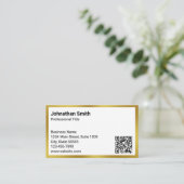 プロフェッショナルタイ連絡プ情報ホワイト金ゴールドQRコード 名刺 (スタンド正面)