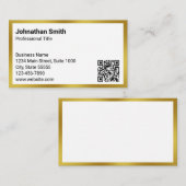 プロフェッショナルタイ連絡プ情報ホワイト金ゴールドQRコード 名刺 (正面/裏面)