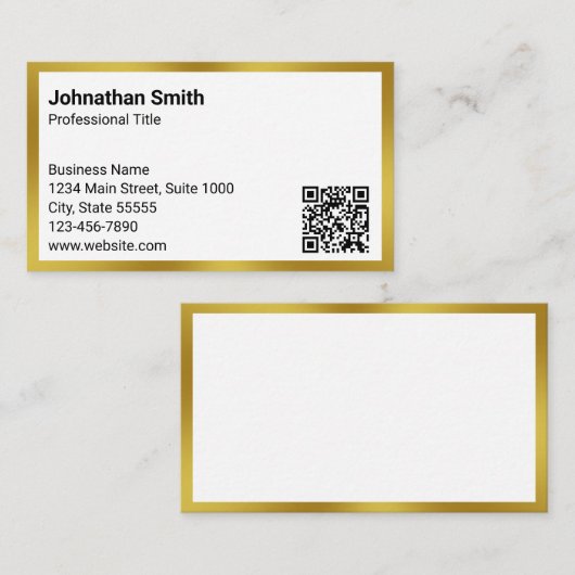 プロフェッショナルタイ連絡プ情報ホワイト金ゴールドQRコード 名刺 (正面/裏面)