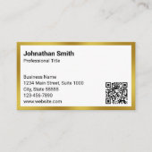 プロフェッショナルタイ連絡プ情報ホワイト金ゴールドQRコード 名刺 (正面)