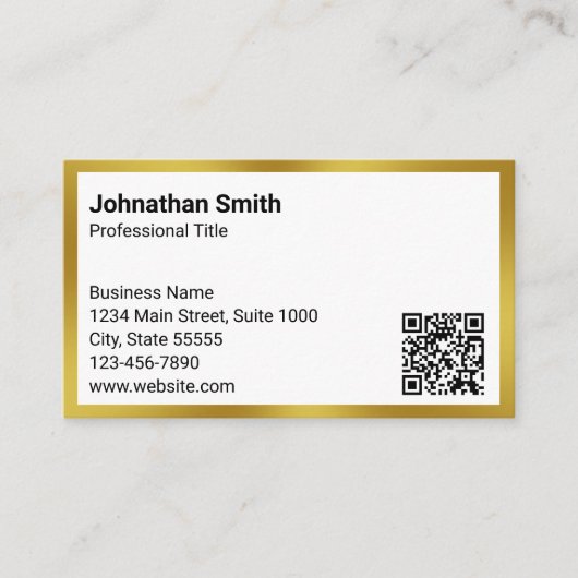 プロフェッショナルタイ連絡プ情報ホワイト金ゴールドQRコード 名刺 (正面)