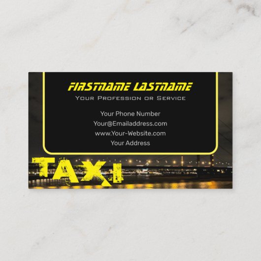 プロフェッショナルタクシー運転手タクシー運転手イエロータクシー 名刺 (裏面)