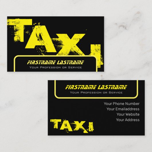 プロフェッショナルタクシー運転手タクシー運転手イエロータクシー 名刺 (正面/裏面)