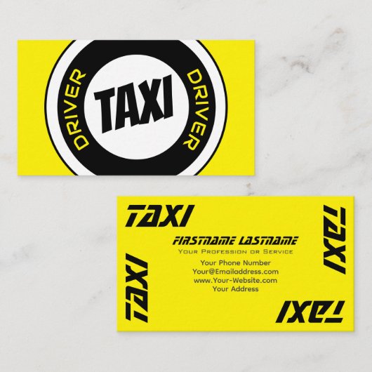 プロフェッショナルタクシー運転手タクシー運転手イエロータクシー 名刺 (正面/裏面)