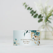 プロフェッショナルターコイズホワイトフラワーゴールデン離れズ 名刺 (スタンド正面)