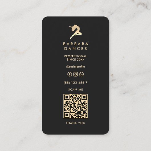 プロフェッショナルダンサーエレガント金ゴールド振付家 名刺 (裏面)