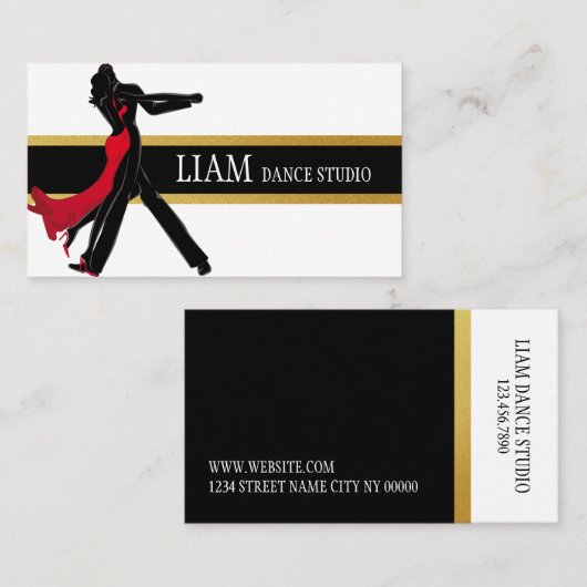 プロフェッショナルダンスインストラクター、レッスン、スタジオ 名刺 (正面/裏面)