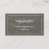 プロフェッショナルダークオリーブグリーングレーフェイクレザー 名刺 (裏面)