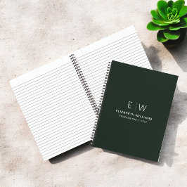 プロフェッショナルダークグリーンモノグラムビジネスイニシャル ノートブック