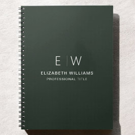 プロフェッショナルダークグリーンモノグラムビジネスイニシャル ノートブック