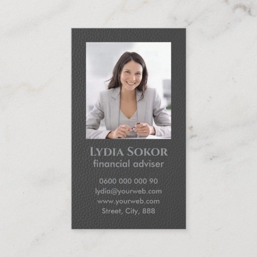 プロフェッショナルダークグレーの名刺（写真付） 名刺 (正面)