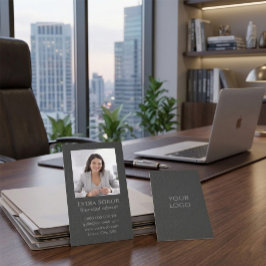 プロフェッショナルダークグレーの名刺（写真付） 名刺