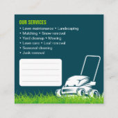 プロフェッショナルダークティール（緑がかった色）グリーンローン気に造園 スクエア名刺 (裏面)