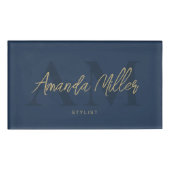 プロフェッショナルダークネイビーモダンブカスタムル磁気 名札 (正面)