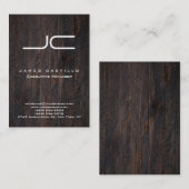 プロフェッショナルダークブラウンウッドホワイトモノグラム 名刺 (正面/裏面)