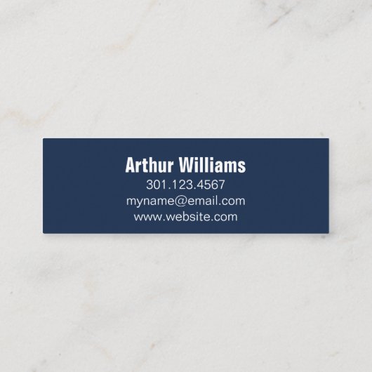 プロフェッショナルダークブルーとホワイトミニカー連絡ド コーリングカード (裏面)