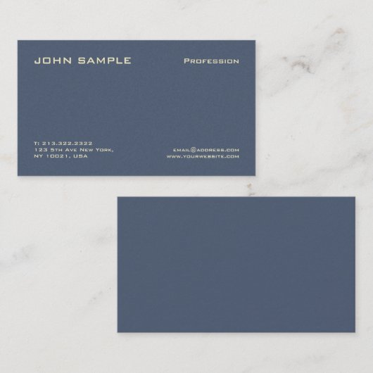 プロフェッショナルダークブループレミアムパールフィニッシュモダン 名刺 (正面/裏面)