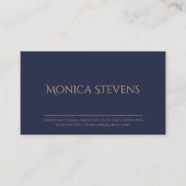 プロフェッショナルダークブループレーンおよびシンプル金ゴールド文字 名刺 (正面)