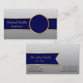 プロフェッショナルダークブルー金ゴールドリムエレガント 名刺 (正面/裏面)