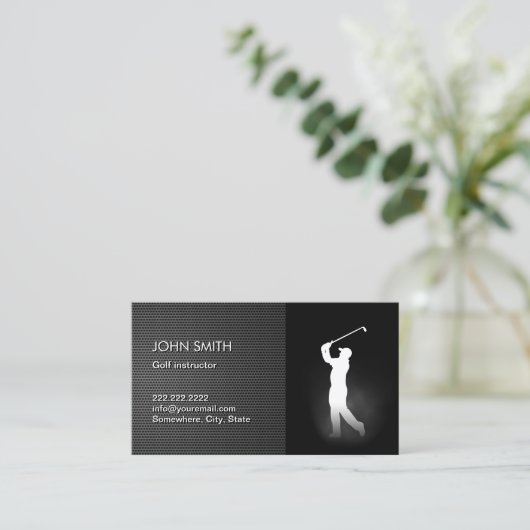 プロフェッショナルダークメタルゴルフビジネスカード 名刺 (スタンド正面)