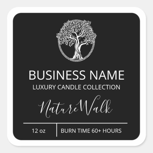 プロフェッショナルツリーブラック大豆キャンドル製品ラベル スクエアシール (正面)