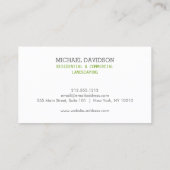 プロフェッショナルツリー造園ホワイトビジネスカード 名刺 (裏面)