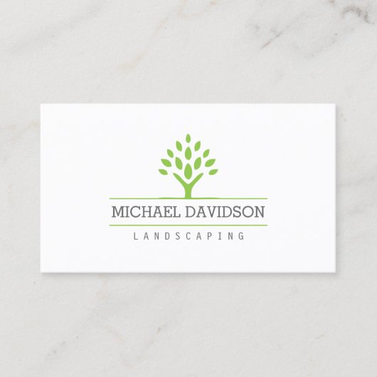 プロフェッショナルツリー造園ホワイトビジネスカード 名刺 (正面)