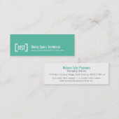 プロフェッショナルティール（緑がかった色）およびホワイトスキニー名刺 スキニー名刺 (正面/裏面)