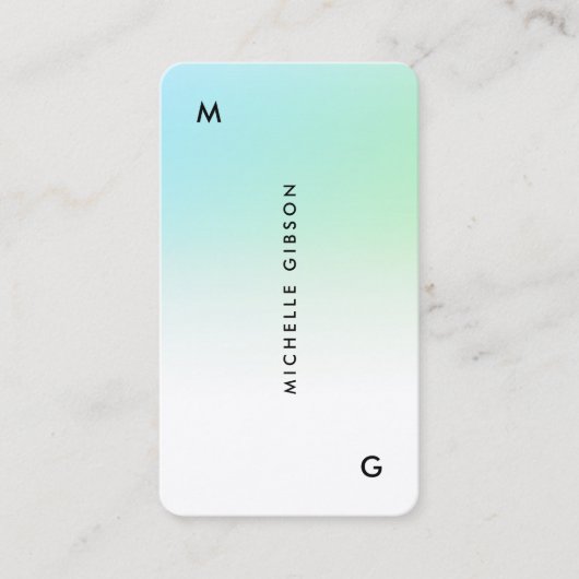 プロフェッショナルティール（緑がかった色）グラデーションミニマルシンプル 名刺 (正面)