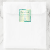 プロフェッショナルティール（緑がかった色）グリッターインク原料ラベル スクエアシール (バッグ)