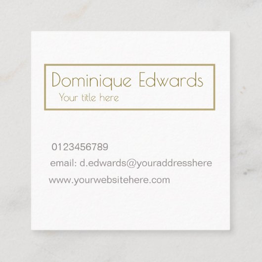 プロフェッショナルティール(緑がかった色)ブルーウォーターカラージオメトリック スクエア名刺 (裏面)