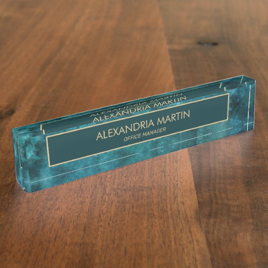 プロフェッショナルティール（緑がかった色）水彩事業室 デスクネームプレート (側面)