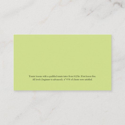 プロフェッショナルテニスインストラクター |コーチ |トレーナー 名刺 (裏面)