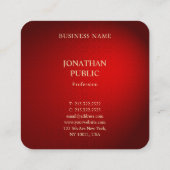 プロフェッショナルテンプレートエレガントレッドダマスク金ゴールド名 スクエア名刺 (裏面)