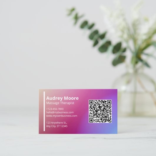 プロフェッショナルテンプレートQRコードマッサージセラピスト 名刺 (スタンド正面)