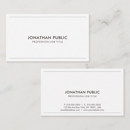 プロフェッショナルデザインエレガントクモダンリープレーン 名刺 (正面/裏面)