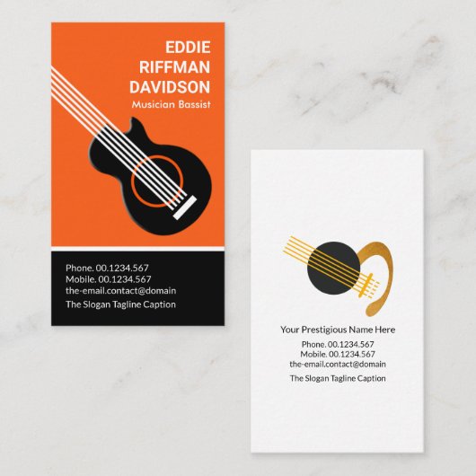 プロフェッショナルデュアルカラートーンベースミュージシャン 名刺 (正面/裏面)