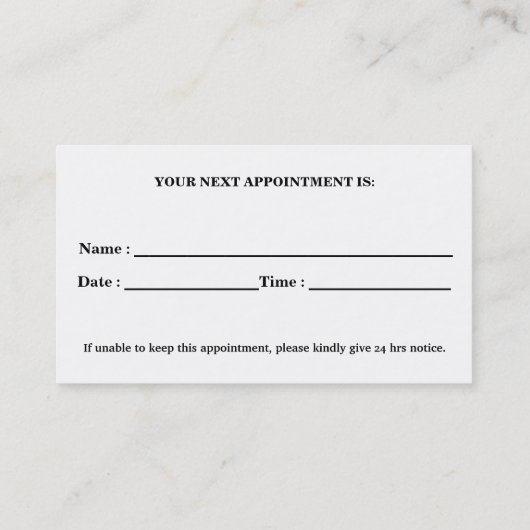 プロフェッショナルデンタルケア歯科アポイントメント 予約カード (裏面)